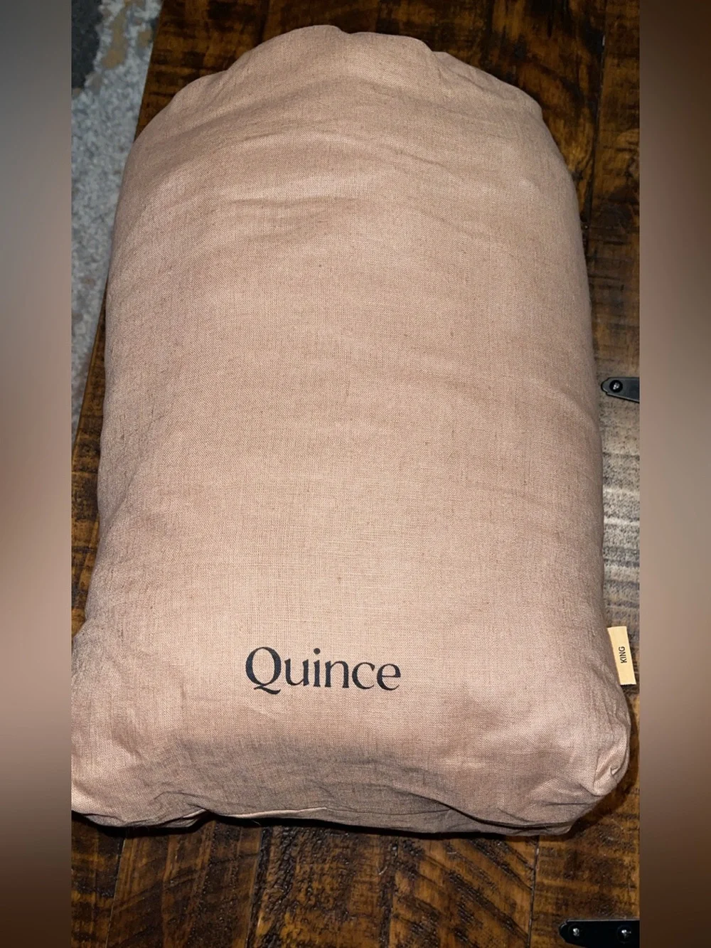 Quince European Linen 4 Piece Sheet Set, King (Latte)
